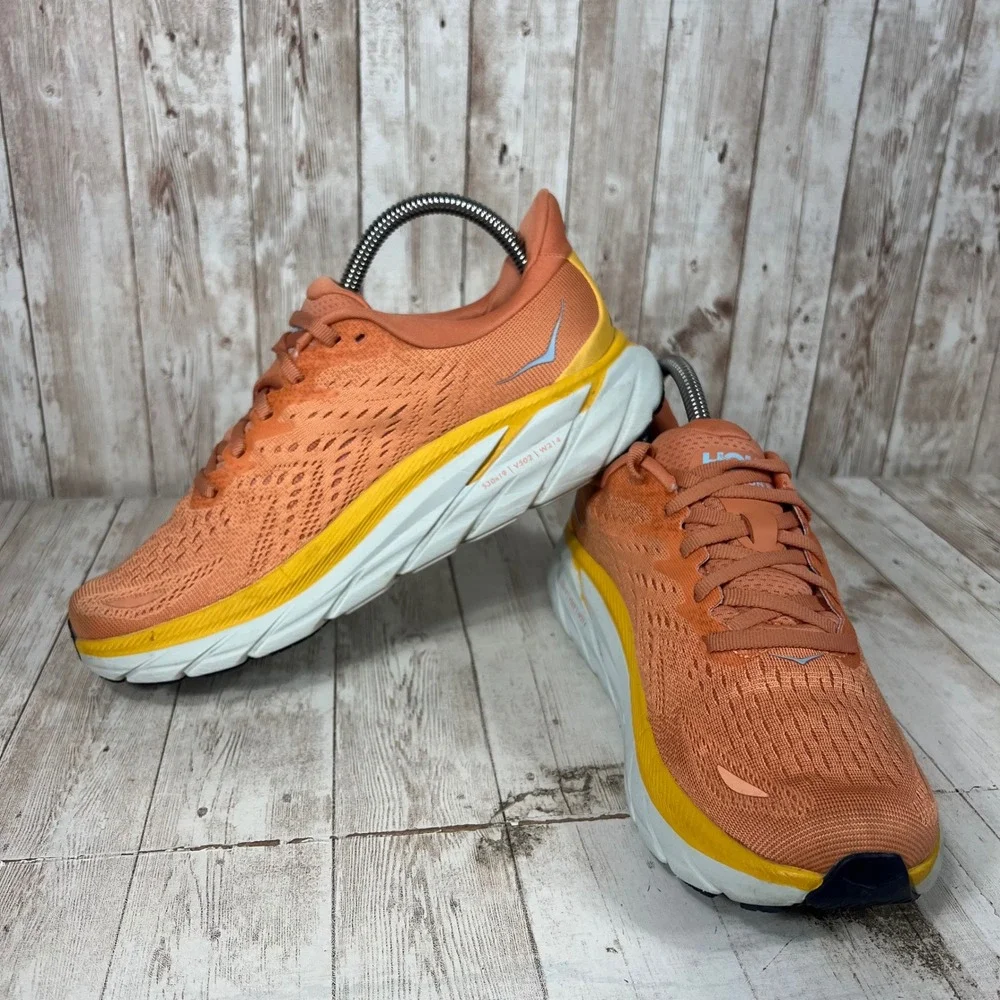 Hoka One One Clifton 8 Women 7.5 Running Shoes Summer Song Cantaloupe SBSCR